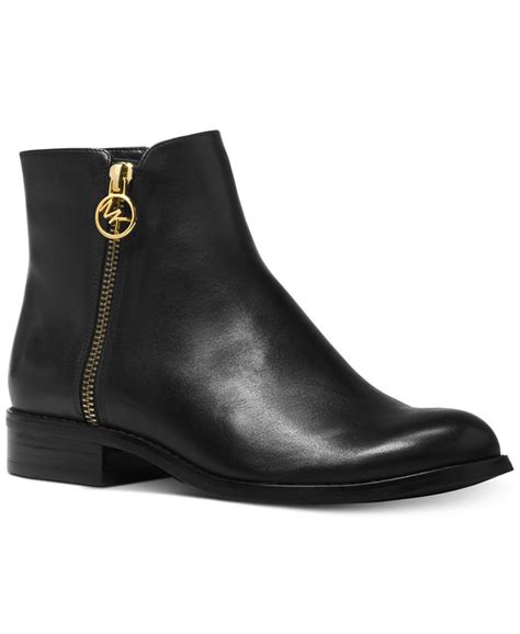 michael kors jaycie flat booties|MICHAEL Michael Kors Jaycie Flat Polished Leather Zip Booties .